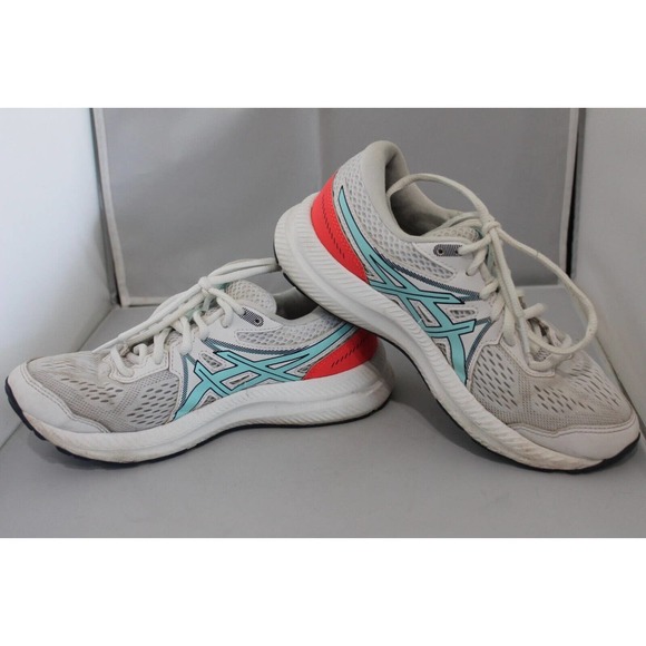ASICS GEL CONTEND 7 White Blue Walking/Running Sneakers #1012A911 Womens Sz 6 - Picture 7 of 10